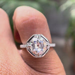 Vintage style Old European cut moissanite ring on fingure video