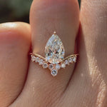 Pear cut lab grown diamond engagement ring in 14k rose gold shown in rotating video