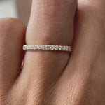 Pave diamond half eternity stacking band women on finger video