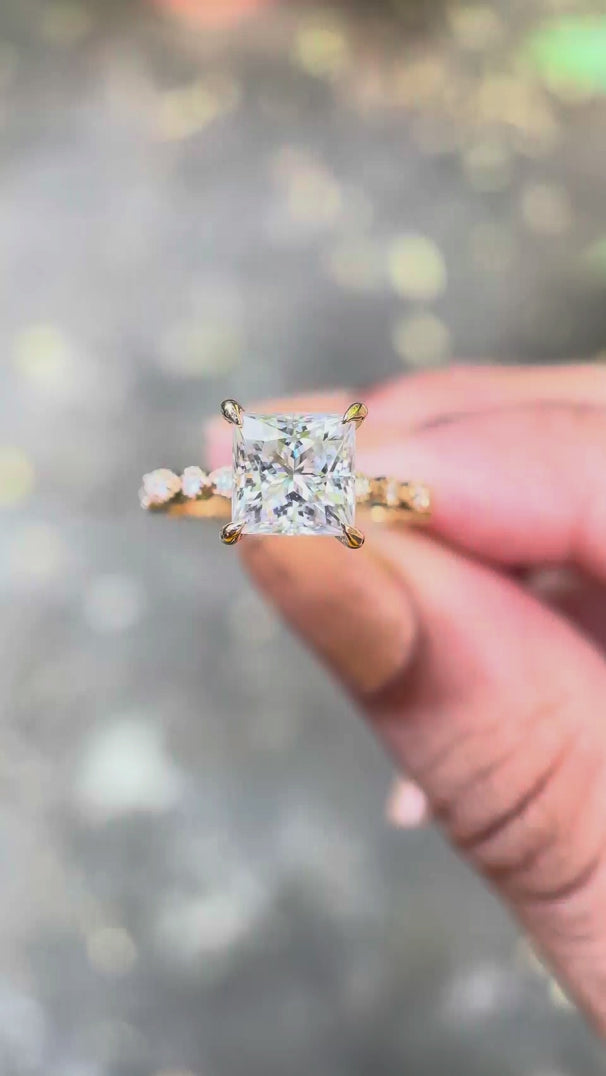 Yellow gold art deco princess cut engagement ring video