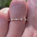 Bamboo style thin moissanite wedding band rotating video