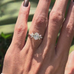 Oval lab diamond engagement ring with floral motif video
