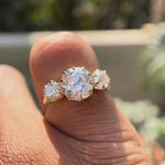Rotating Georgian style three stone vintage ring in yellow gold