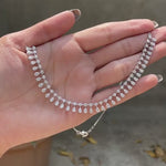 Elegant lab grown diamond statement choker necklace with cascading pear diamonds