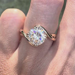 Bypass round cut moissanite or lab diamond engagement ring
