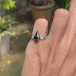 Kite cut black moissanite cluster wedding ring platinum 950