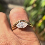 Wave design solitaire engagement ring set video