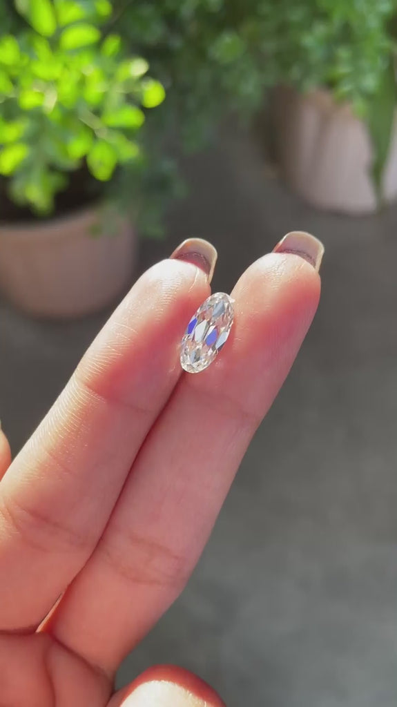 2.50 CT Antique old mine moval cut moissanite, colorless loose stone video