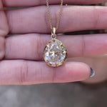 Pear-shaped off white moissanite pendant 6 CT in Georgian style 18K yellow gold