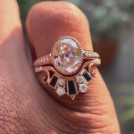 Antique style bridal moissanite ring set with crown band video