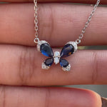 Nature inspired butterfly pendant necklace with lab diamonds and blue sapphires video