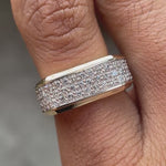 Wide tapered men’s wedding ring with round pavé diamonds video