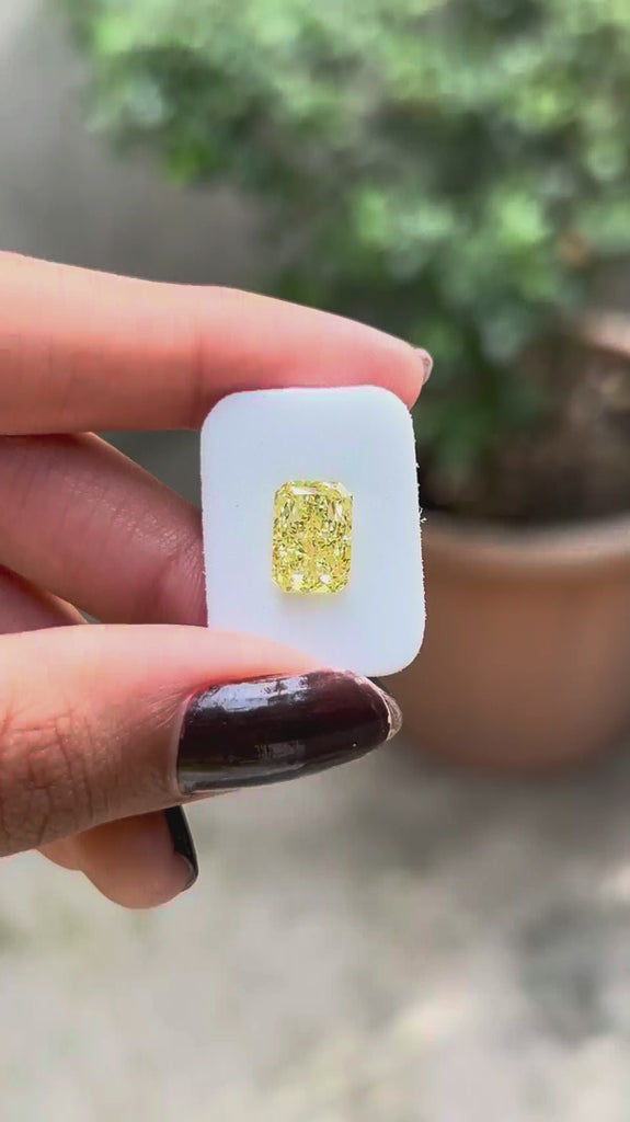 Radiant cut yellow lab grown diamond video