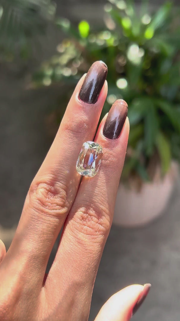 Off white elongated cushion lab grown diamond 4 ct antique old mine cut stone