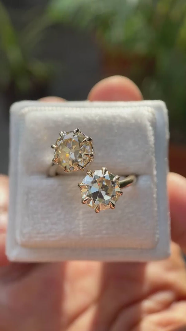 Light champagne moissanite open band engagement ring video