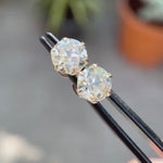 Old European cut moissanite stud earrings GHI color video