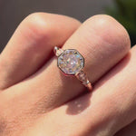 360-degree view of Octavia Asscher Cut Cathedral Ring in Rose Gold 