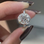 Floating bezel round star cut lab grown diamond ring rotating video