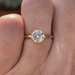 Round brilliant 1 CT lab grown diamond solitaire ring in 14K yellow gold rotating view