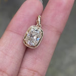 14k yellow gold elongated cushion lab grown diamond pendant with antique georgian-inspired design