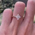 Trilogy marquise cut lab grown diamond promise ring with triangle side stones