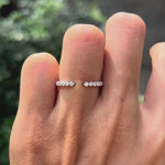 Shared prong stackable diamond ring in white gold on hand video
