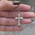 Oval moissanite cross pendant 14k yellow gold for men and women