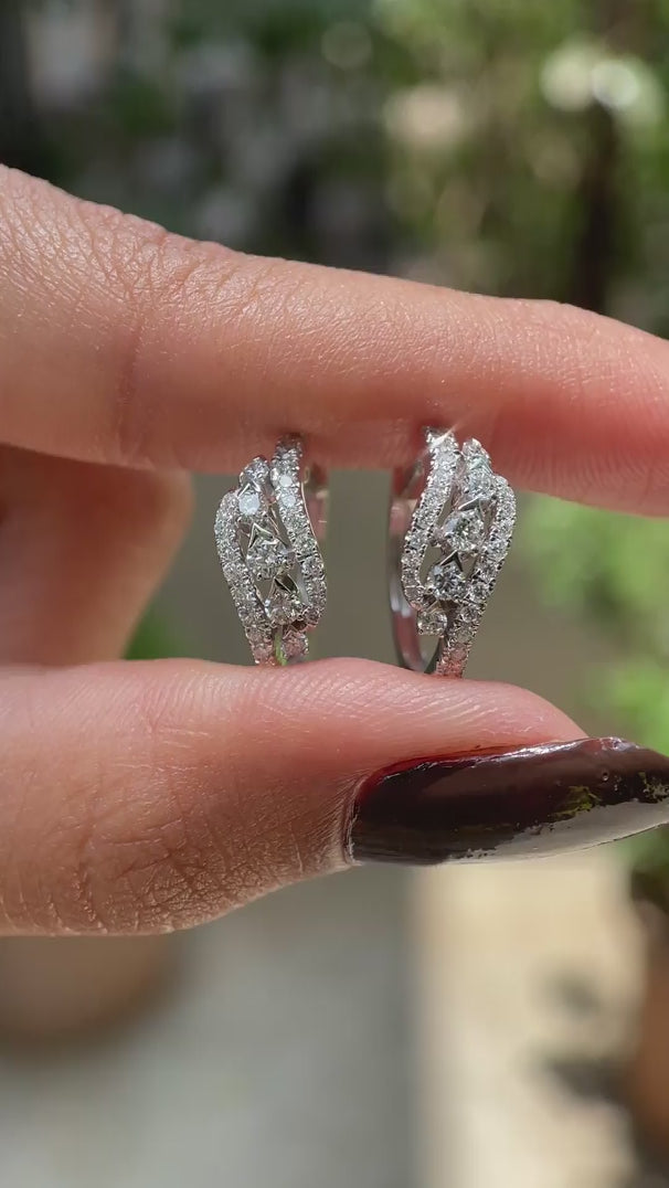 White gold lab diamond wedding hoop earrings video