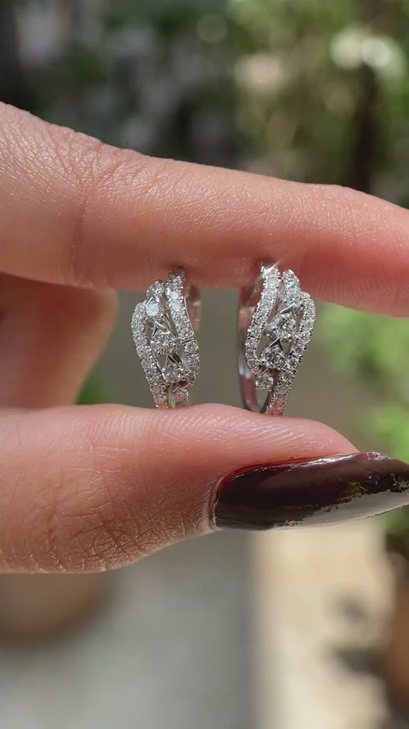 White gold lab diamond wedding hoop earrings video