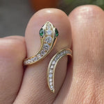 Channel set dainty snake diamond ring yellow gold video