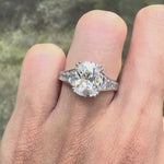 Art deco antique engagement ring, Elongated cushion old mine cut and french cut trapezoid side stones