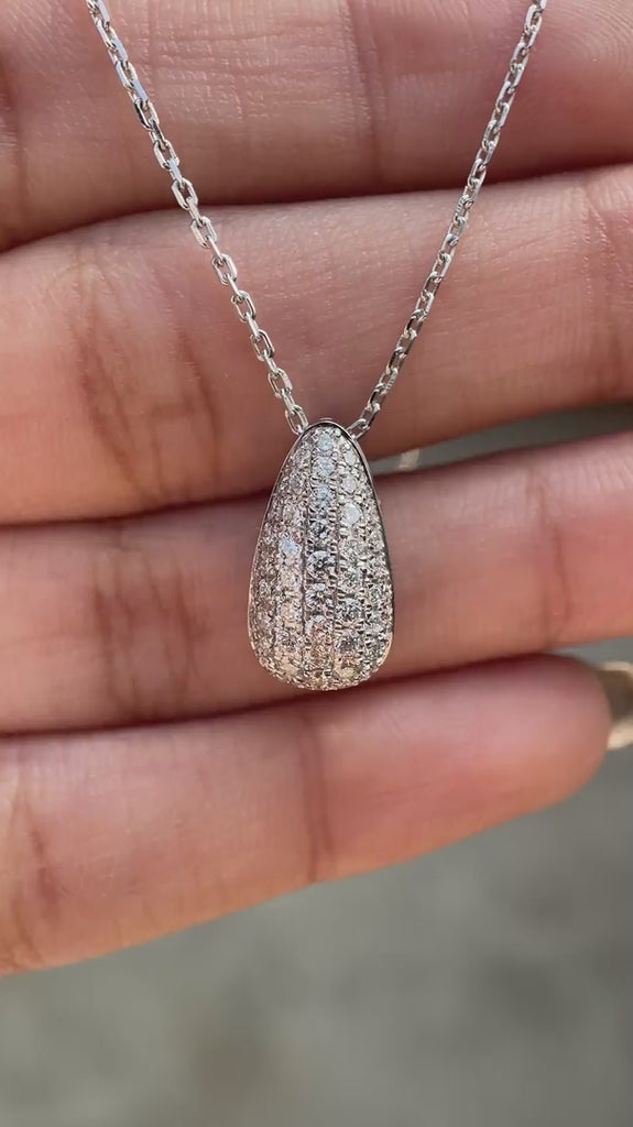 Lab grown diamond drop pendant necklace minimal design video
