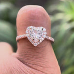 14k Rose Gold Heart Shaped Halo Moissanite Ring Video