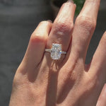 4 CT Elongated Cushion Lab Diamond Engagement Ring with Pave Split Shank
