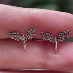 Black moissanite angel wing studs with screw back option video