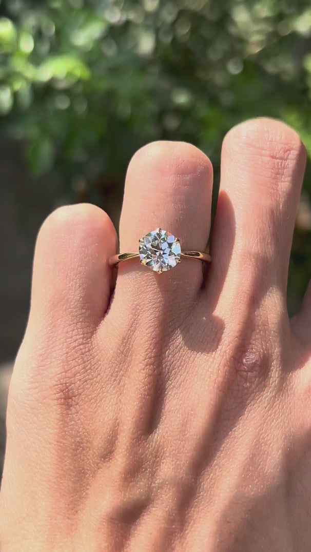 Antique inspired georgian style lab diamond solitaire ring close up video