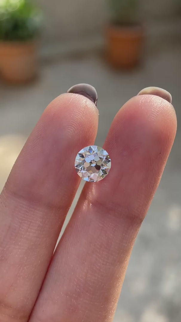 Vintage style round lab diamond 1.50 ct old European cut loose gemstone