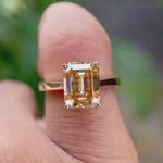Emerald cut dark champagne moissanite ring video