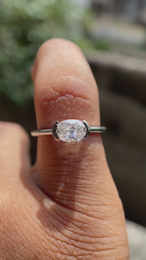 Handcrafted oval moissanite solitaire ring white gold video