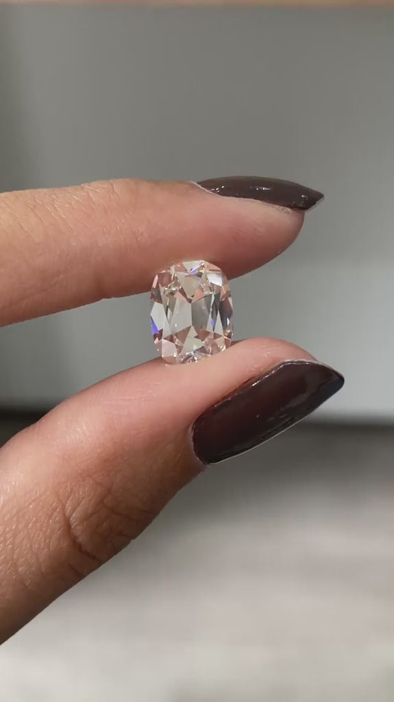 Colorless elongated cushion lab diamond 4 ct antique cut no culet gemstone