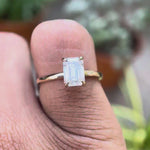 Elegant emerald shape solitaire ring fine jewelry
