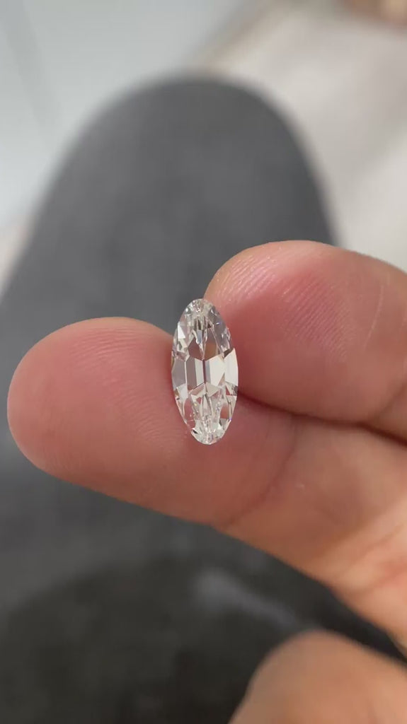 Antique moval cut lab grown diamond loose video