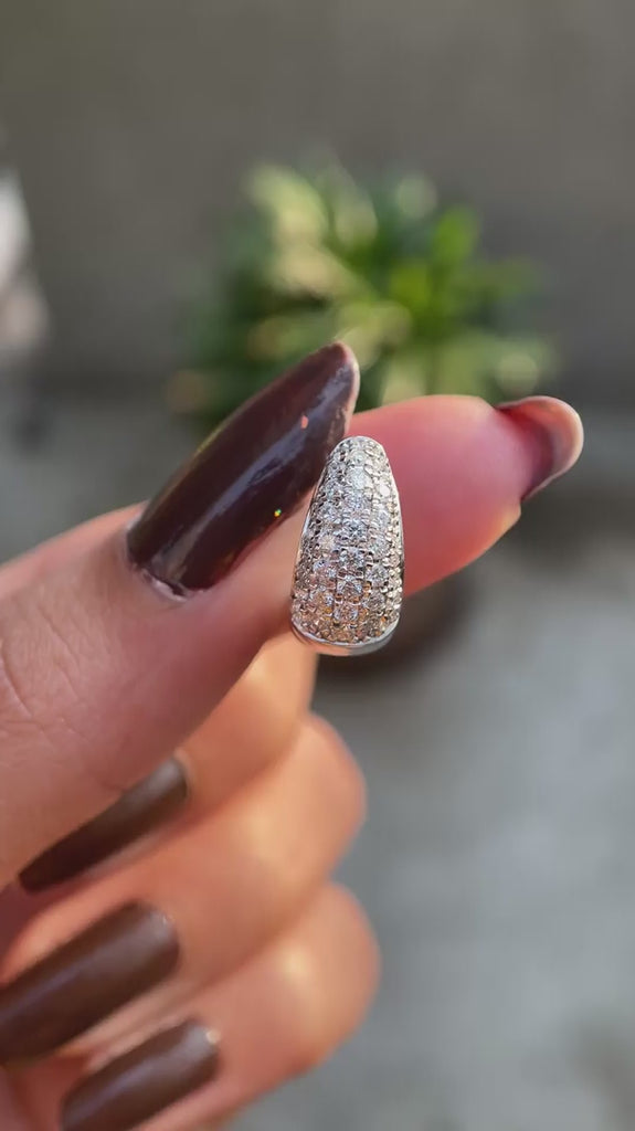 Pave lab diamond dome white gold hoop earrings video