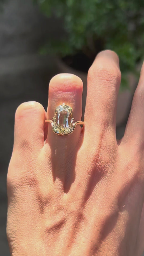 4 Ct OMC Shallow Cut Lab Diamond Engagement Ring with Bypass Design