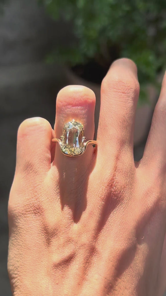 4 Ct OMC Shallow Cut Lab Diamond Engagement Ring with Bypass Design