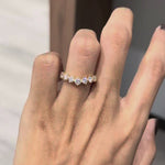 Gold wishbone contour ring with round lab diamond accents
