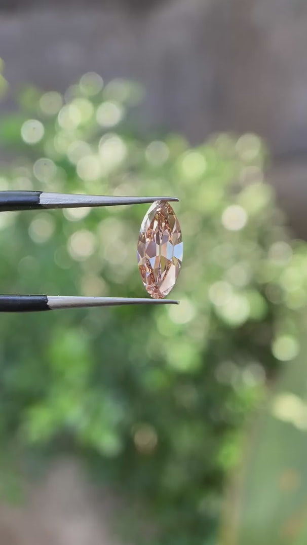 Moval cut dark champagne lab grown diamond loose video