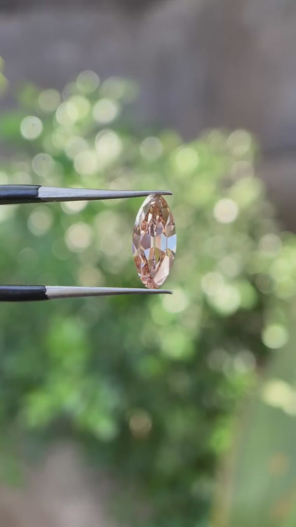 Moval cut dark champagne lab grown diamond loose video