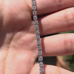 Prong set lab diamond tennis bracelet close up detailing video