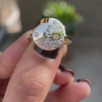 Confetti diamond galaxy ring on hand in yellow gold video